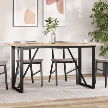 vidaXL Esstisch O-Gestell 140x80x75,5 cm Massivholz Kiefer & Stahl (3282742)