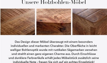 Riess-Ambiente Massiver Esstisch Iron Craft 120cm natur Mangoholz