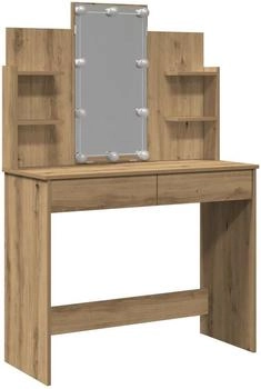 vidaXL Schminktisch mit LED-Leuchten Artisan-Eiche 96x40x142 cm (857026)