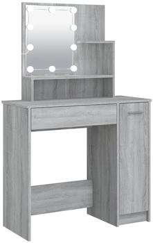 vidaXL Schminktisch mit LED Grau Sonoma 86,5x35x136 cm (820485)