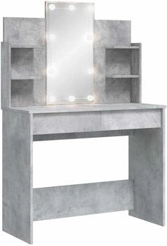 vidaXL Schminktisch mit LED-Leuchten Betongrau 96x40x142 cm (837895)
