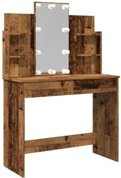 vidaXL Schminktisch mit LED-Leuchten Altholz-Optik 96x40x142 cm (857025)