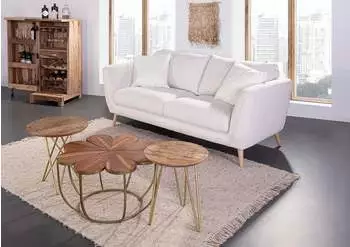 M&ouml;bel Kraft Beistelltisch Bloom Akazie holzfarben/gold (40734109)