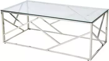 SalesFever Couchtisch aus rostfreiem Edelstahl mit Glasplatte (60290365)
