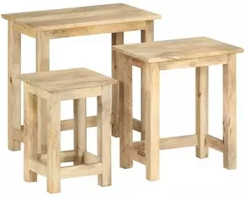 vidaXL Satztische 3 Stk. Massivholz Mango (9839.287489)