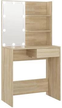 vidaXL Schminktisch mit LEDs Sonoma-Eiche 74,5x40x141 cm Holzwerkstoff (808804)