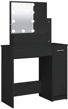 vidaXL Schminktisch mit LED Schwarz 86,5x35x136 cm (808811)