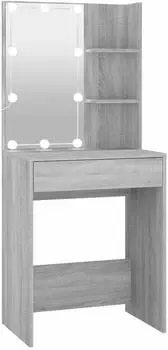 vidaXL Schminktisch mit LED Grau Sonoma 60x40x140 cm (820443)