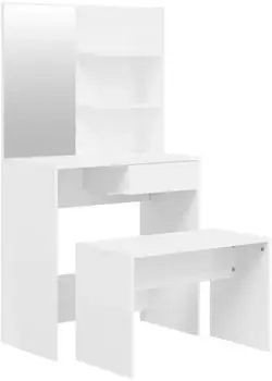 vidaXL Schminktisch-Set Hochglanz-Wei&szlig; 74,5x40x141 cm (3114143)