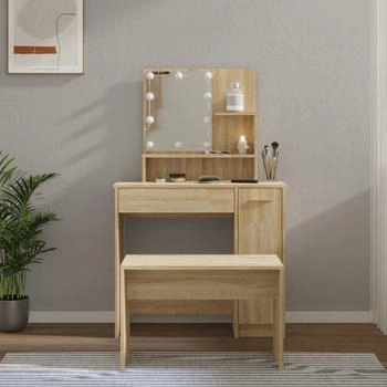 vidaXL Schminktisch-Set mit LED Sonoma-Eiche Holzwerkstoff (3114117)