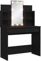 vidaXL Schminktisch mit LED-Leuchten Schwarz 96x40x142 cm