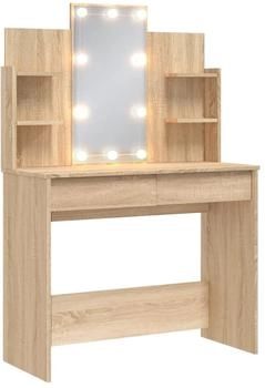 vidaXL Schminktisch mit LED-Leuchten Sonoma-Eiche 96x40x142 cm (837894)