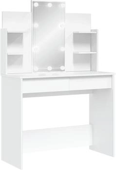 vidaXL Schminktisch mit LED-Leuchten Wei&szlig; 96x40x142 cm (837892)
