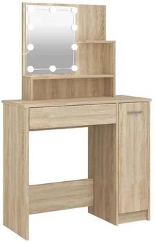 vidaXL Schminktisch mit LED Sonoma-Eiche 86,5x35x136 cm (808813)