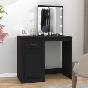 vidaXL Schminktisch mit LED Schwarz 90x50x132,5 cm Holzwerkstoff (816769)