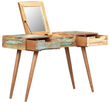 vidaXL Schminktisch mit Spiegel 112x45x76 cm Altholz Massiv (323591)