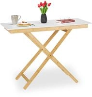 Relaxdays Klapptisch H&ouml;henverstellbar, Bambus & Mdf, Hbt 70x105x50 Cm, Esstisch In