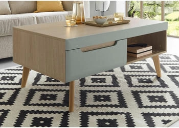 Furn.Design Pistazie Eiche + Schubkasten Wohnzimmertisch Isgard 107 cm Pistazie matt