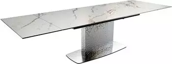 DeLife Esstisch Edge 200-300x100 Keramik Calacatta Luxe weiß-gold-grau (37978)