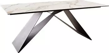 DeLife Esstisch Edge 200x100 Keramik Calacatta Luxe weiß-gold-grau (37855)