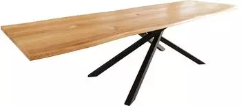 DeLife Esstisch Edge 260x100x2,5-3 Eiche Natur schwarz (35471)