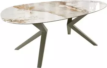 DeLife Esstisch Edge Oval 220x120 Keramik Minas melange weiß-beige (38334)