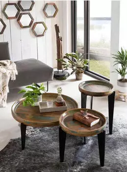 Natur24 FIUME 75x75 Recyceltes Altholz Metall Bunt