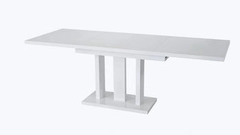Endo-M&ouml;bel S&auml;ulen-Esstisch Esstisch Appia 130 / 210cm Weiss Hochglanz