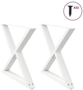 vidaXL Esstischbeine 2 St&uuml;ck Wei&szlig; 90x(72-73,3) cm Stahl (4012733)