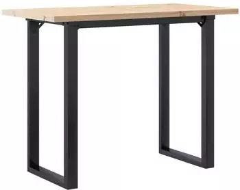 vidaXL Esstisch O-Gestell 100x50x75,5 cm Massivholz Kiefer & Stahl (3282741)