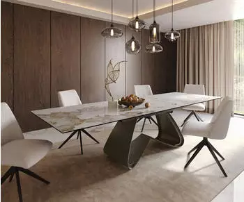 DeLife Esstisch Edge 200-300x100 Keramik Minas melange weiß-beige (38107)