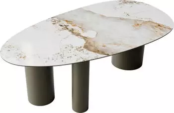 DeLife Esstisch Edge Oval 220x120 Keramik Minas melange weiß-beige (38120)