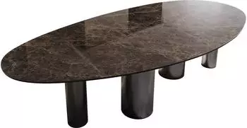 DeLife Esstisch Edge Oval 280x130 Keramik Laminam Emperador Extra Lucidato dunkelbraun/graphit (38402)