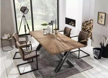 SIT Romanteaka Esstisch 180cm, Teak, sonnenf&ouml;rmiges Muster, Vintage (42160039-0)
