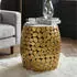 Wohnling Beistelltisch rund Aluminium Gold Marmor Tischplatte 40x46x40cm (WL7.360)