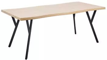 Beliani Alton Esstisch MDF Helles Holz / Schwarze Beine 180x90cm