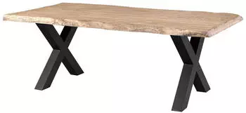 Massivmoebel24 Freeform 5 Baumkantentisch Mango 200x100x77cm beige lackiert, X-Beine anthrazit (09-110-844-4215)