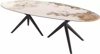 DeLife Esstisch Edge Oval 280x130 Keramik Minas melange wei&szlig;-beige (38179)