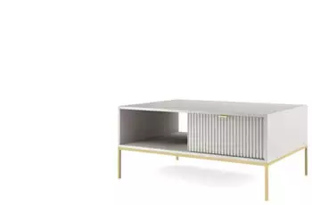 Bettso Nova Couchtisch mit Ablage, Schubladen, Grau/Gold, 104x46x68cm