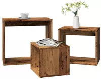vidaXL Satztische 3-tlg. Betongrau Holzwerkstoff