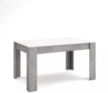 Skraut Home Esstisch 140x90x76cm, 6 Personen, Weiß/Zementgrau (484_3)