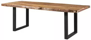 Massivmoebel24 Freeform 5 Baumkantentisch Sheesham 200x100x77cm natur sandgestrahlt, U-Beine anthrazit matt (09-110-834-3204)