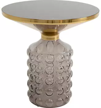 KARE Lola Beistelltisch Glas, rund, grau/gold, 50x52x50cm (70647)