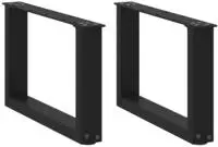 vidaXL Couchtischbeine U-Form 2 Stk. Schwarz 50x(30-31) cm Stahl