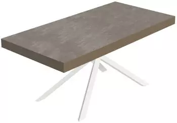 Itamoby Niket Ausziehbarer Tisch 200/460x90cm, Taubengrau, Weiße Beine