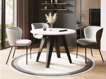 WFL GROUP Glory Esstisch rund ausziehbar 100&ndash;140cm, wei&szlig;, Metallbeine (48779016)