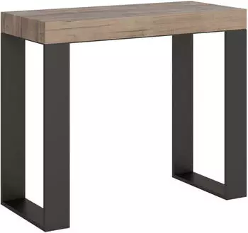 Itamoby Tecno Small Ausziehbare Konsole 90x40/196cm Eiche Natur Anthrazit Gestell (VE090COTEC196-RN-AN)