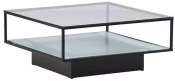 Livetastic Maglehem Couchtisch Metall/Glas, quadratisch, schwarz, 90x38x90cm (002615044303)
