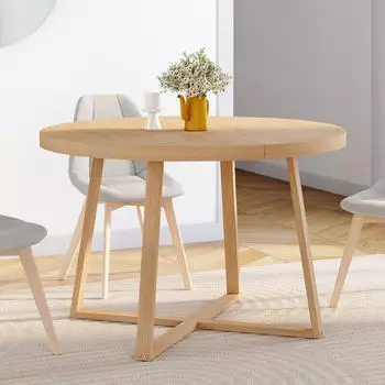 IDMarket Selma Runder Esstisch Bucheffekt 110cm, 4-6 Personen (11870)
