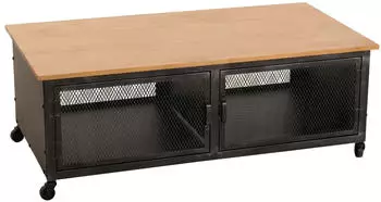MCW Couchtisch MCW-N28 Industrial Retro, 2 F&auml;cher, Rollen, 120x60x45cm, schwarz/natur (MCW-N28)